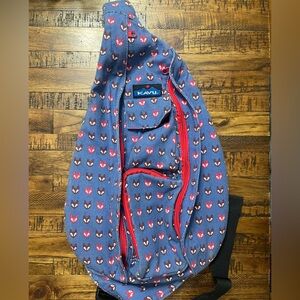 KAVU Blue and Red Fox Print Backpack